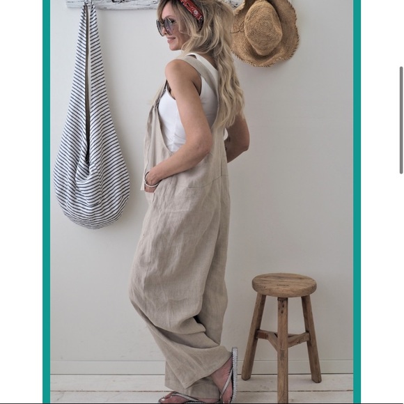 - - ❤️❤️❤️
 Linen tie suspender jumpsuit - Picture 4 of 4